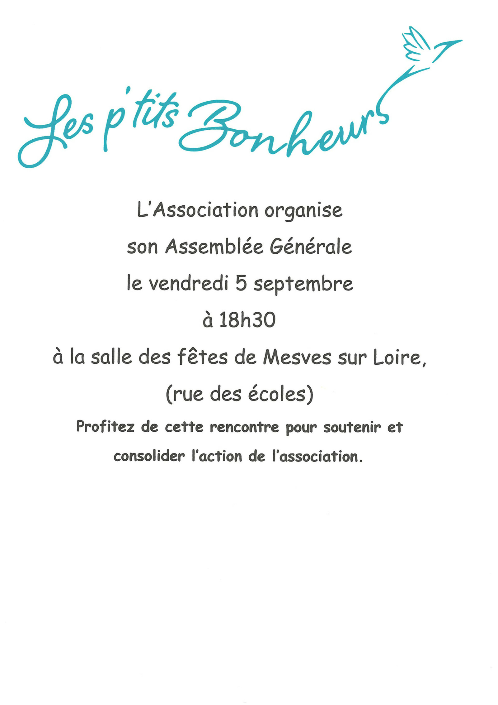 Assemblée Générale Association Les P'tits Bonheurs