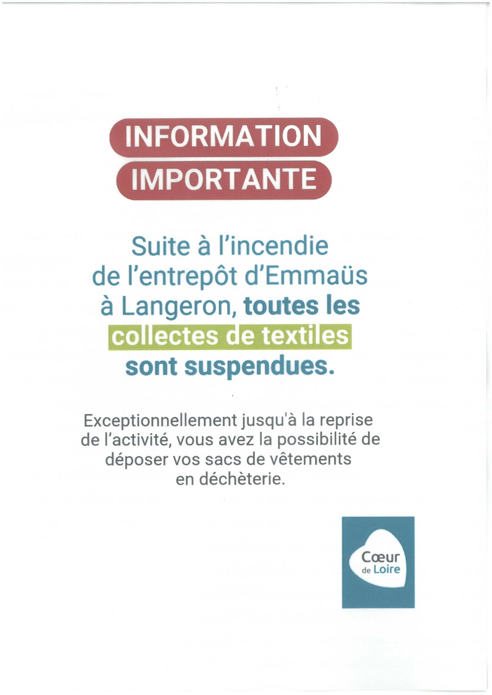 COLLECTES DE TEXTILES SUSPENDUES